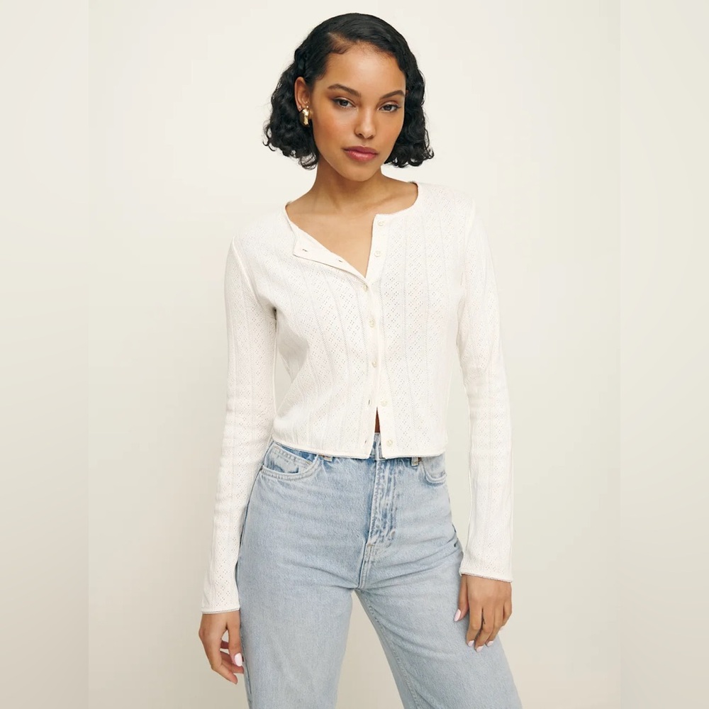 Reformation Ari Pointelle Knit Cardigan